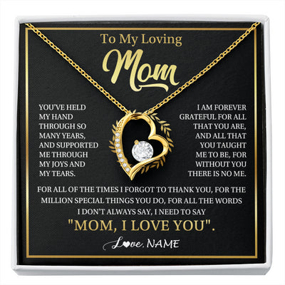Forever Love Necklace 18K Yellow Gold Finish | 1 | Personalized To My Mom Gifts Necklace From Daughter Son Grateful Thank You Mom Birthday Gifts Mothers Day Jewelry Christmas Customized Gift Box Message Card | siriusteestore