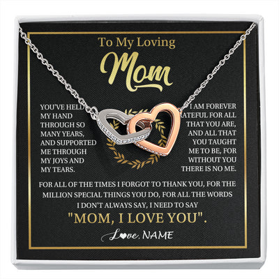 Interlocking Hearts Necklace Stainless Steel & Rose Gold Finish | 1 | Personalized To My Mom Gifts Necklace From Daughter Son Grateful Thank You Mom Birthday Gifts Mothers Day Jewelry Christmas Customized Gift Box Message Card | siriusteestore