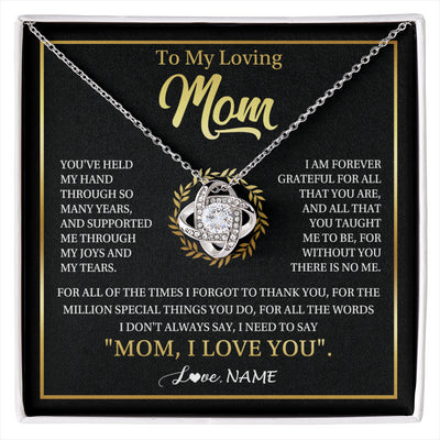 Love Knot Necklace 14K White Gold Finish | 1 | Personalized To My Mom Gifts Necklace From Daughter Son Grateful Thank You Mom Birthday Gifts Mothers Day Jewelry Christmas Customized Gift Box Message Card | siriusteestore