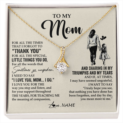 Alluring Beauty Necklace 18K Yellow Gold Finish | 1 | Personalized To My Mom Necklace From Daughter For All The Times That I Forgot To Thank You Mom Birthday Mothers Day Christmas Customized Gift Box Message Card | siriusteestore