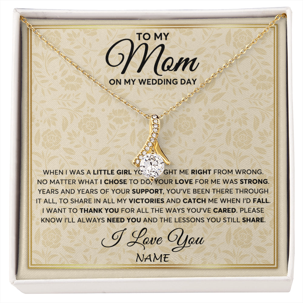 Alluring Beauty Necklace 18K Yellow Gold Finish | 1 | Personalized To My Mom Necklace From Daughter Mother Of The Bride I Will Always Need You Mom On Wedding Day Customized Gift Box Message Card | siriusteestore