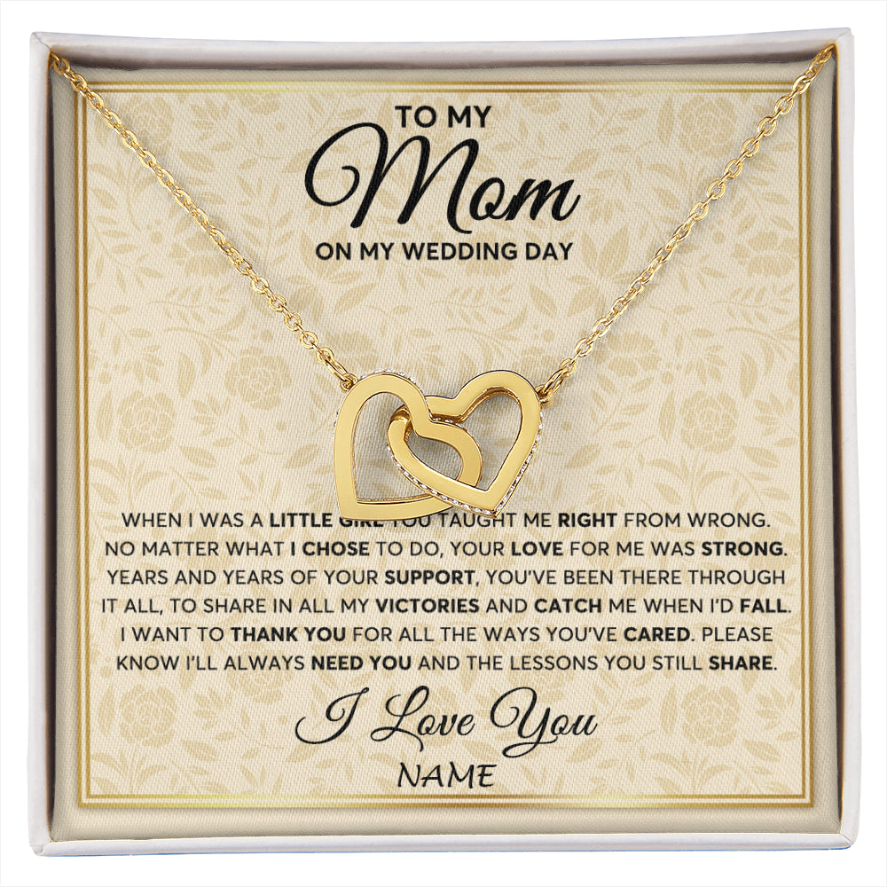 Interlocking Hearts Necklace 18K Yellow Gold Finish | 1 | Personalized To My Mom Necklace From Daughter Mother Of The Bride I Will Always Need You Mom On Wedding Day Customized Gift Box Message Card | siriusteestore