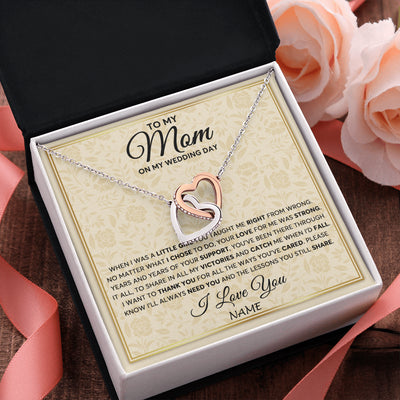 Interlocking Hearts Necklace Stainless Steel & Rose Gold Finish | 2 | Personalized To My Mom Necklace From Daughter Mother Of The Bride I Will Always Need You Mom On Wedding Day Customized Gift Box Message Card | siriusteestore