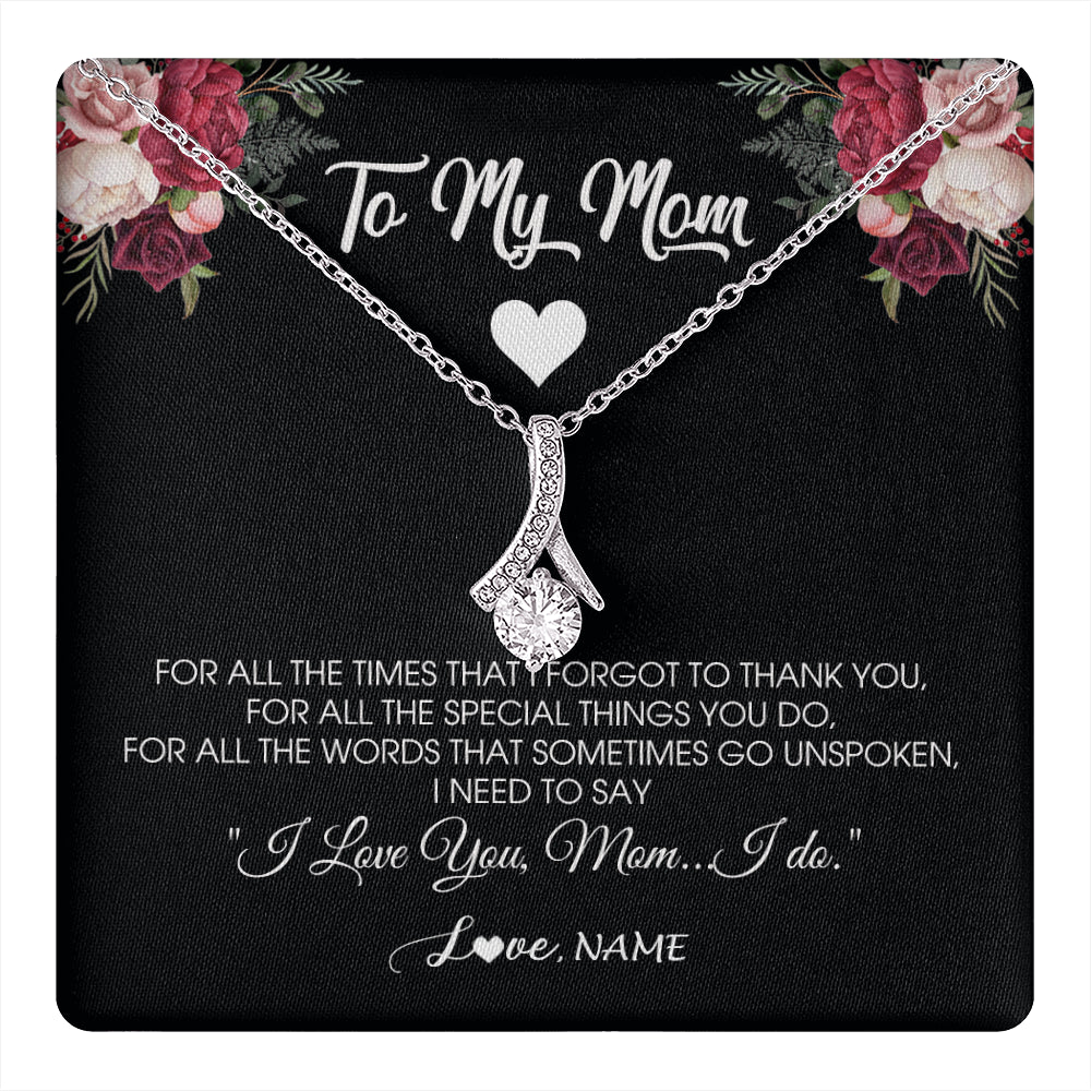 Alluring Beauty Necklace 14K White Gold Finish | 1 | Personalized To My Mom Necklace From Daughter Son I Need To Say I Love You Mom Jewelry Birthday Mothers Day Christmas Customized Message Card | siriusteestore