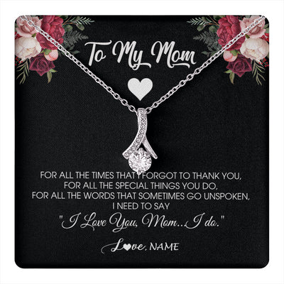 Alluring Beauty Necklace 14K White Gold Finish | 1 | Personalized To My Mom Necklace From Daughter Son I Need To Say I Love You Mom Jewelry Birthday Mothers Day Christmas Customized Message Card | siriusteestore