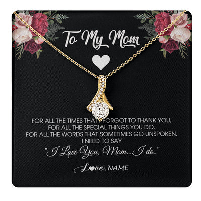 Alluring Beauty Necklace 18K Yellow Gold Finish | 1 | Personalized To My Mom Necklace From Daughter Son I Need To Say I Love You Mom Jewelry Birthday Mothers Day Christmas Customized Message Card | siriusteestore