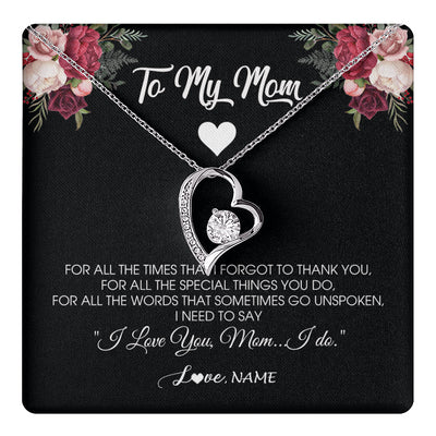 Forever Love Necklace 14K White Gold Finish | 1 | Personalized To My Mom Necklace From Daughter Son I Need To Say I Love You Mom Jewelry Birthday Mothers Day Christmas Customized Message Card | siriusteestore