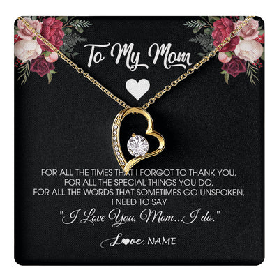 Forever Love Necklace 18K Yellow Gold Finish | 1 | Personalized To My Mom Necklace From Daughter Son I Need To Say I Love You Mom Jewelry Birthday Mothers Day Christmas Customized Message Card | siriusteestore