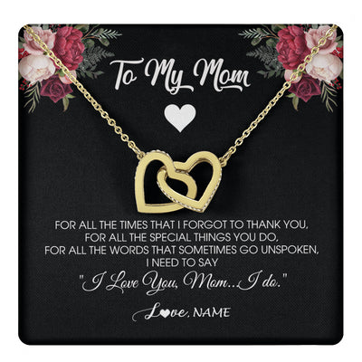 Interlocking Hearts Necklace 18K Yellow Gold Finish | 1 | Personalized To My Mom Necklace From Daughter Son I Need To Say I Love You Mom Jewelry Birthday Mothers Day Christmas Customized Message Card | siriusteestore