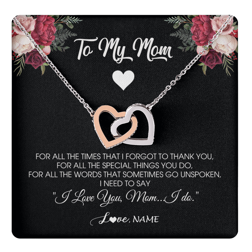 Interlocking Hearts Necklace Stainless Steel & Rose Gold Finish | 1 | Personalized To My Mom Necklace From Daughter Son I Need To Say I Love You Mom Jewelry Birthday Mothers Day Christmas Customized Message Card | siriusteestore