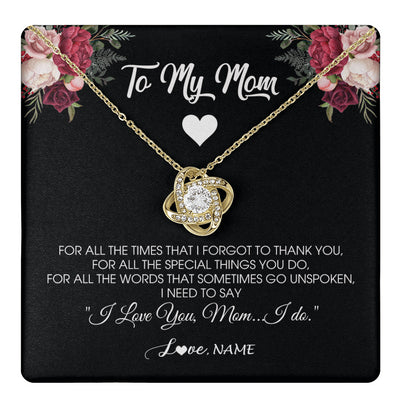 Love Knot Necklace 18K Yellow Gold Finish | 1 | Personalized To My Mom Necklace From Daughter Son I Need To Say I Love You Mom Jewelry Birthday Mothers Day Christmas Customized Message Card | siriusteestore