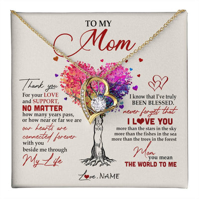 Forever Love Necklace 18K Yellow Gold Finish | 1 | Personalized To My Mom Necklace From Daughter Son Never Forget That I Love You You Mean The World Mom Birthday Mothers Day Christmas Customized Gift Box Message Card | siriusteestore