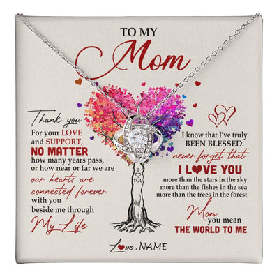 Love Knot Necklace 14K White Gold Finish | 1 | Personalized To My Mom Necklace From Daughter Son Never Forget That I Love You You Mean The World Mom Birthday Mothers Day Christmas Customized Gift Box Message Card | siriusteestore
