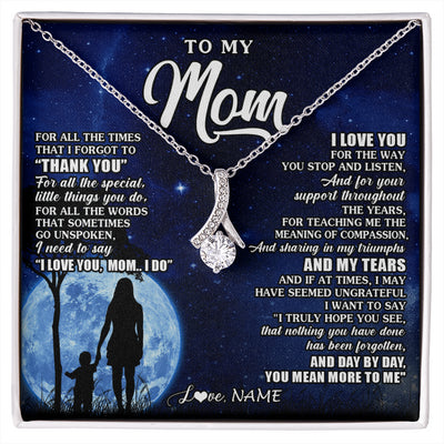 Alluring Beauty Necklace 14K White Gold Finish | 1 | Personalized To My Mom Necklace From Daughter Son Thank You Grateful Love Mom Birthday Mothers Day Thanksgiving Christmas Customized Gift Box Message Card | siriusteestore