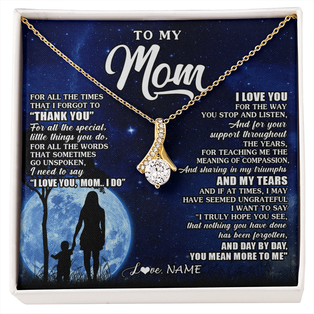 Alluring Beauty Necklace 18K Yellow Gold Finish | 1 | Personalized To My Mom Necklace From Daughter Son Thank You Grateful Love Mom Birthday Mothers Day Thanksgiving Christmas Customized Gift Box Message Card | siriusteestore