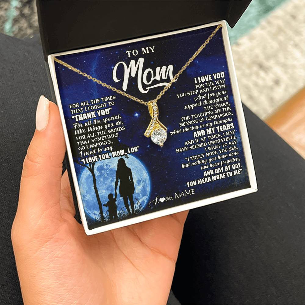 Alluring Beauty Necklace 18K Yellow Gold Finish | 2 | Personalized To My Mom Necklace From Daughter Son Thank You Grateful Love Mom Birthday Mothers Day Thanksgiving Christmas Customized Gift Box Message Card | siriusteestore