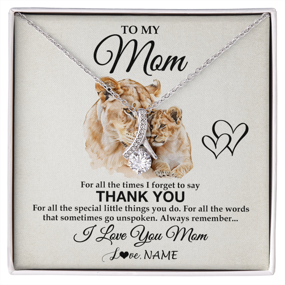 Alluring Beauty Necklace 14K White Gold Finish | 1 | Personalized To My Mom Necklace From Daughter Son Thank You Lion Mom Gift For Mothers Day Birthday Gift Christmas For Mom Customized Gift Box Message Card | siriusteestore