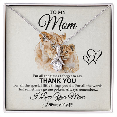 Alluring Beauty Necklace 14K White Gold Finish | 1 | Personalized To My Mom Necklace From Daughter Son Thank You Lion Mom Gift For Mothers Day Birthday Gift Christmas For Mom Customized Gift Box Message Card | siriusteestore