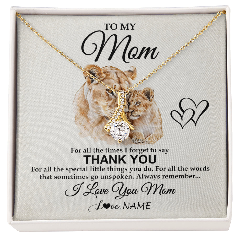 Alluring Beauty Necklace 18K Yellow Gold Finish | 1 | Personalized To My Mom Necklace From Daughter Son Thank You Lion Mom Gift For Mothers Day Birthday Gift Christmas For Mom Customized Gift Box Message Card | siriusteestore