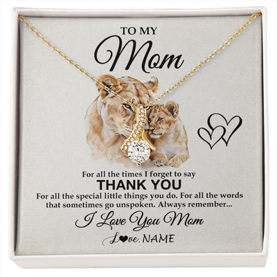 Alluring Beauty Necklace 18K Yellow Gold Finish | 1 | Personalized To My Mom Necklace From Daughter Son Thank You Lion Mom Gift For Mothers Day Birthday Gift Christmas For Mom Customized Gift Box Message Card | siriusteestore
