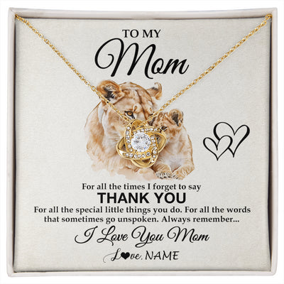 Love Knot Necklace 18K Yellow Gold Finish | 1 | Personalized To My Mom Necklace From Daughter Son Thank You Lion Mom Gift For Mothers Day Birthday Gift Christmas For Mom Customized Gift Box Message Card | siriusteestore