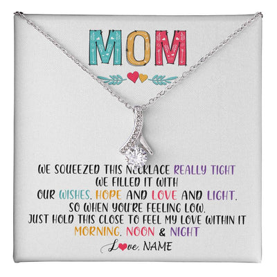Alluring Beauty Necklace 14K White Gold Finish | 1 | Personalized To My Mom Necklace From Daughter Son We Squeezed This Necklace Mom Birthday Mothers Day Christmas Jewelry Customized Gift Box Message Card | siriusteestore