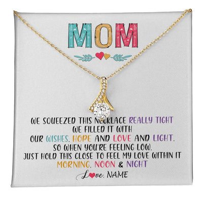 Alluring Beauty Necklace 18K Yellow Gold Finish | 1 | Personalized To My Mom Necklace From Daughter Son We Squeezed This Necklace Mom Birthday Mothers Day Christmas Jewelry Customized Gift Box Message Card | siriusteestore