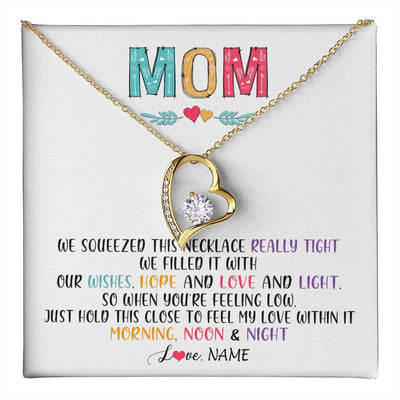 Forever Love Necklace 18K Yellow Gold Finish | 1 | Personalized To My Mom Necklace From Daughter Son We Squeezed This Necklace Mom Birthday Mothers Day Christmas Jewelry Customized Gift Box Message Card | siriusteestore
