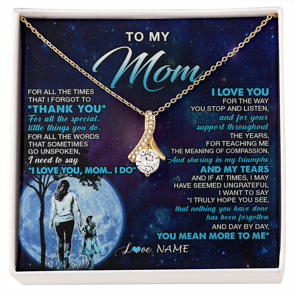 Alluring Beauty Necklace 18K Yellow Gold Finish | 1 | Personalized To My Mom Necklace From Daughter Thank You Day By Day Mom Birthday Gifts Mothers Day Christmas Customized Gift Box Message Card | siriusteestore