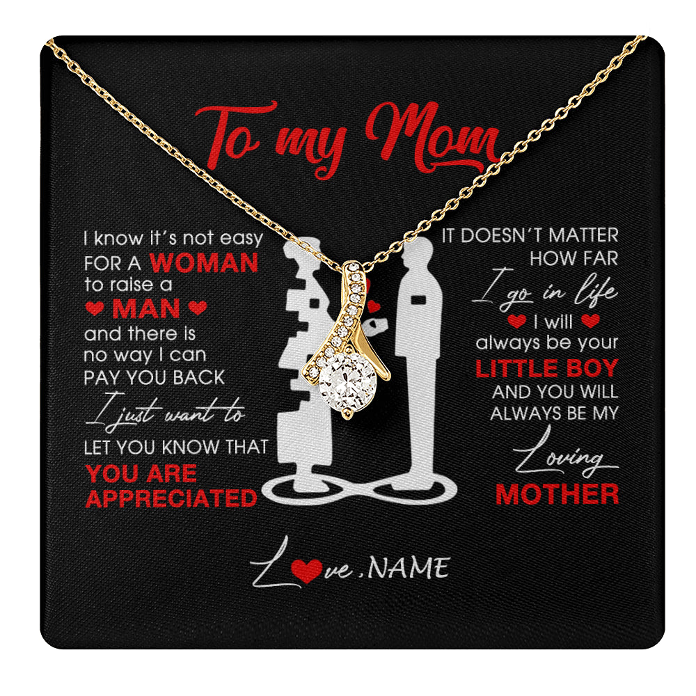 Alluring Beauty Necklace 18K Yellow Gold Finish | 1 | Personalized To My Mom Necklace From Son Little Son Always Be My Loving Mother Birthday Mothers Day Christmas Pendant Jewelry Customized Gift Box Message Card | siriusteestore