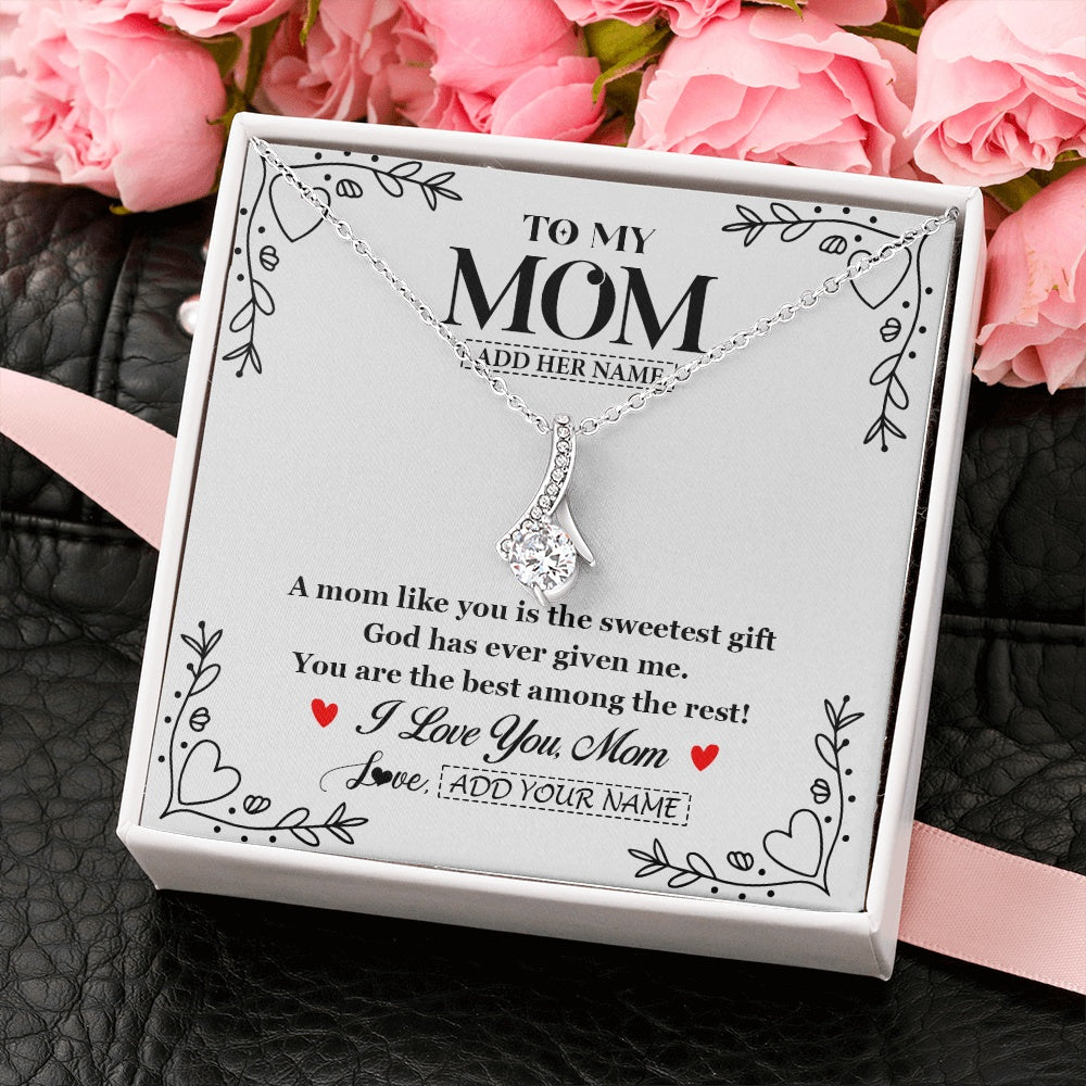 Alluring Beauty Necklace 14K White Gold Finish | 2 | Personalized To My Mom Necklace Gifts From Daughter Son You Are The Sweetest Gift God Gave Me Mom Birthday Mothers Day Christmas Custom Gift Box Message Card | https://siriusteestore.