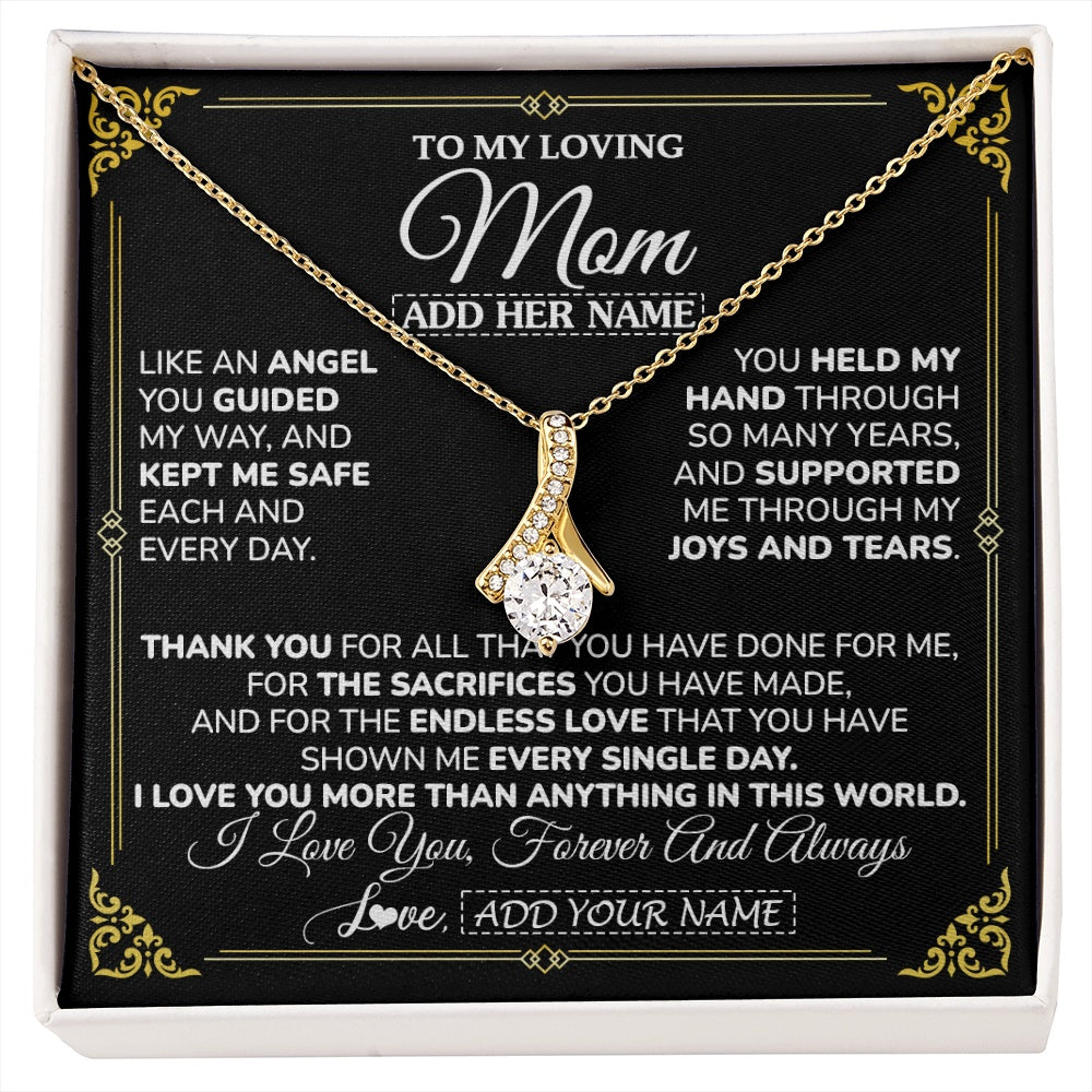 Alluring Beauty Necklace 18K Yellow Gold Finish | 1 | Personalized To My Mom Necklace Gifts Meaningful Gift To Mom From Son Daughter Without You There Is No Me Mothers Day Birthday Custom Gift Box Message Card | https://siriusteestore.