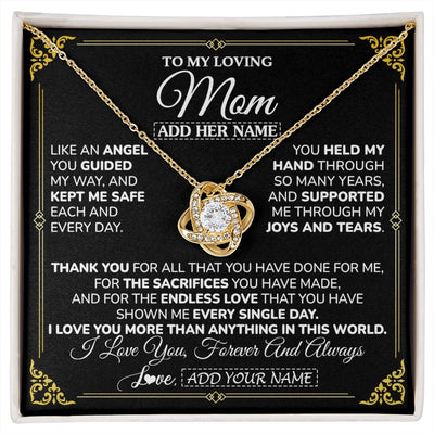 Love Knot Necklace 18K Yellow Gold Finish | 1 | Personalized To My Mom Necklace Gifts Meaningful Gift To Mom From Son Daughter Without You There Is No Me Mothers Day Birthday Custom Gift Box Message Card | https://siriusteestore.