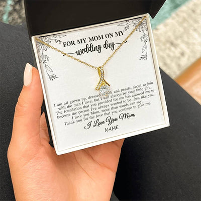 Alluring Beauty Necklace 18K Yellow Gold Finish | 2 | Personalized To My Mom On My Wedding Day Necklace From Daughter Bride I Love You Mom Mother Jewelry Customized Gift Box Message Card | siriusteestore