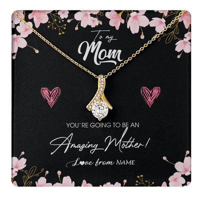 Alluring Beauty Necklace 18K Yellow Gold Finish | 1 | Personalized To My Mom Pregnancy Necklace Expecting New Mom Amazing Mother First Time Mom Pregnant Mother To Be Mothers Day Customized Gift Box Message Card | siriusteestore