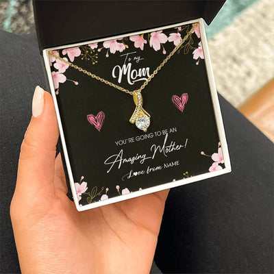 Alluring Beauty Necklace 18K Yellow Gold Finish | Personalized To My Mom Pregnancy Necklace Expecting New Mom Amazing Mother First Time Mom Pregnant Mother To Be Mothers Day Customized Gift Box Message Card | siriusteestore