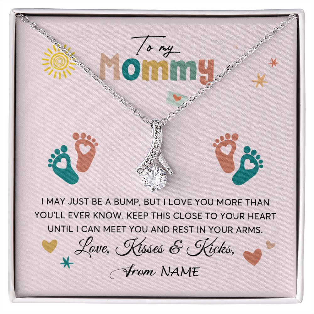 Alluring Beauty Necklace | Personalized To My Mommy From Your Tummy Necklace Unborn Baby Bump Expecting Mom Mommy Pregnant Wife New Mom Mothers Day Customized Gift Box Message Card | siriusteestore