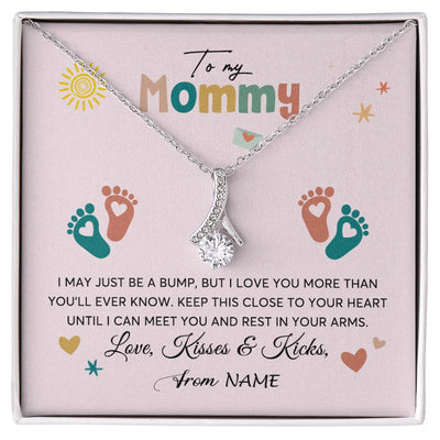 Alluring Beauty Necklace | Personalized To My Mommy From Your Tummy Necklace Unborn Baby Bump Expecting Mom Mommy Pregnant Wife New Mom Mothers Day Customized Gift Box Message Card | siriusteestore