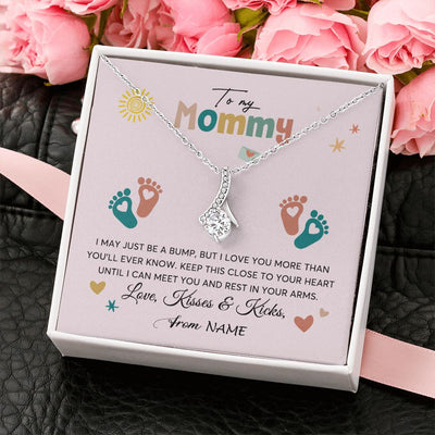 Alluring Beauty Necklace | Personalized To My Mommy From Your Tummy Necklace Unborn Baby Bump Expecting Mom Mommy Pregnant Wife New Mom Mothers Day Customized Gift Box Message Card | siriusteestore