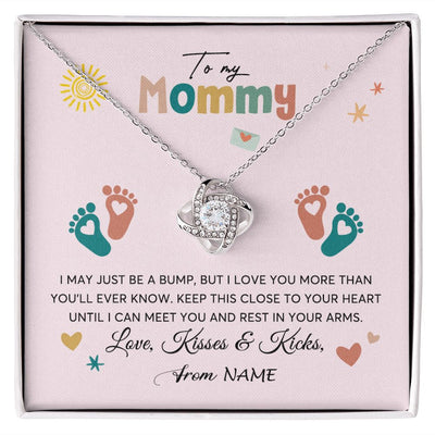 Love Knot Necklace | Personalized To My Mommy From Your Tummy Necklace Unborn Baby Bump Expecting Mom Mommy Pregnant Wife New Mom Mothers Day Customized Gift Box Message Card | siriusteestore