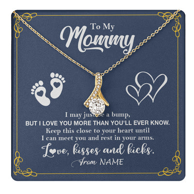 Alluring Beauty Necklace 18K Yellow Gold Finish | 1 | Personalized To My Mommy From Your Tummy Necklace Unborn Baby Bump New Mom Mommy To Be Pregnant Wife First Time Mothers Day Customized Gift Box Message Card | siriusteestore