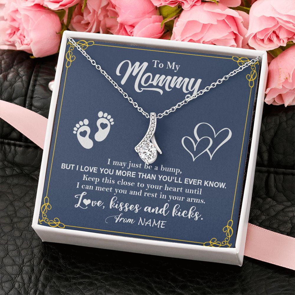 Alluring Beauty Necklace | Personalized To My Mommy From Your Tummy Necklace Unborn Baby Bump New Mom Mommy To Be Pregnant Wife First Time Mothers Day Customized Gift Box Message Card | siriusteestore