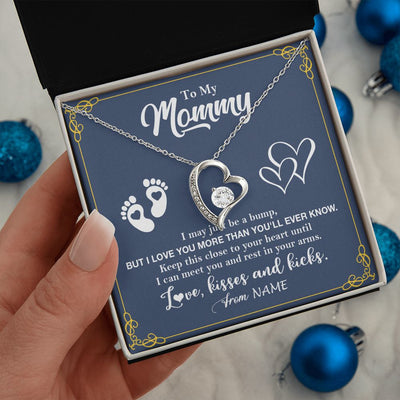 Forever Love Necklace | Personalized To My Mommy From Your Tummy Necklace Unborn Baby Bump New Mom Mommy To Be Pregnant Wife First Time Mothers Day Customized Gift Box Message Card | siriusteestore