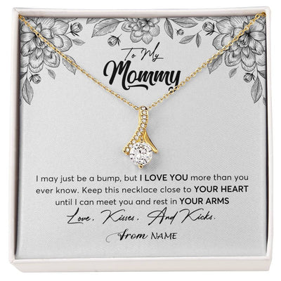 Alluring Beauty Necklace 18K Yellow Gold Finish | Personalized To My Mommy Necklace Baby Bump Expecting Mom First Time Mom Pregnancy Pregnant New Mom Mother To Be Mothers Day Customized Gift Box Message Card | siriusteestore