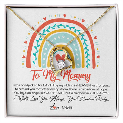 Forever Love Necklace 18K Yellow Gold Finish | Personalized To My Mommy Necklace Rainbow Baby Expecting New Mom Amazing Mother 1st Mom Pregnant Mother To Be Mothers Day Customized Gift Box Message Card | siriusteestore