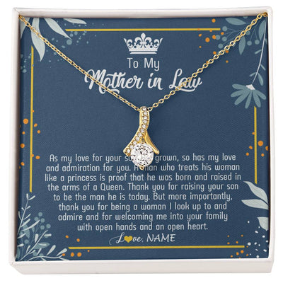 Alluring Beauty Necklace 18K Yellow Gold Finish | Personalized To My Mother In Law Necklace As My Love For Your Son Mother's Day Husband's Mom Birthday Anniversary Christmas Customized Gift Box Message Card | siriusteestore