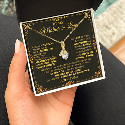 Alluring Beauty Necklace 18K Yellow Gold Finish | 2 | Personalized To My Mother In Law Necklace From Daughter I Chose You Son Mother In Law Mothers Day Birthday Wedding Christmas Customized Gift Box Message Card | siriusteestore
