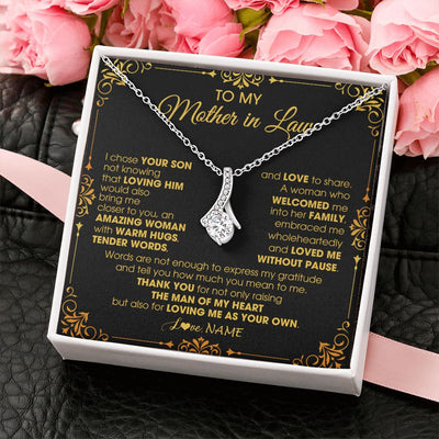 Alluring Beauty Necklace | Personalized To My Mother In Law Necklace From Daughter I Chose You Son Mother In Law Mothers Day Birthday Wedding Christmas Customized Gift Box Message Card | siriusteestore