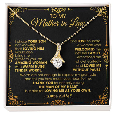 Alluring Beauty Necklace 18K Yellow Gold Finish | 1 | Personalized To My Mother In Law Necklace From Daughter I Chose You Son Mother In Law Mothers Day Birthday Wedding Christmas Customized Gift Box Message Card | siriusteestore
