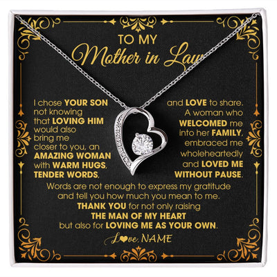 Forever Love Necklace | Personalized To My Mother In Law Necklace From Daughter I Chose You Son Mother In Law Mothers Day Birthday Wedding Christmas Customized Gift Box Message Card | siriusteestore